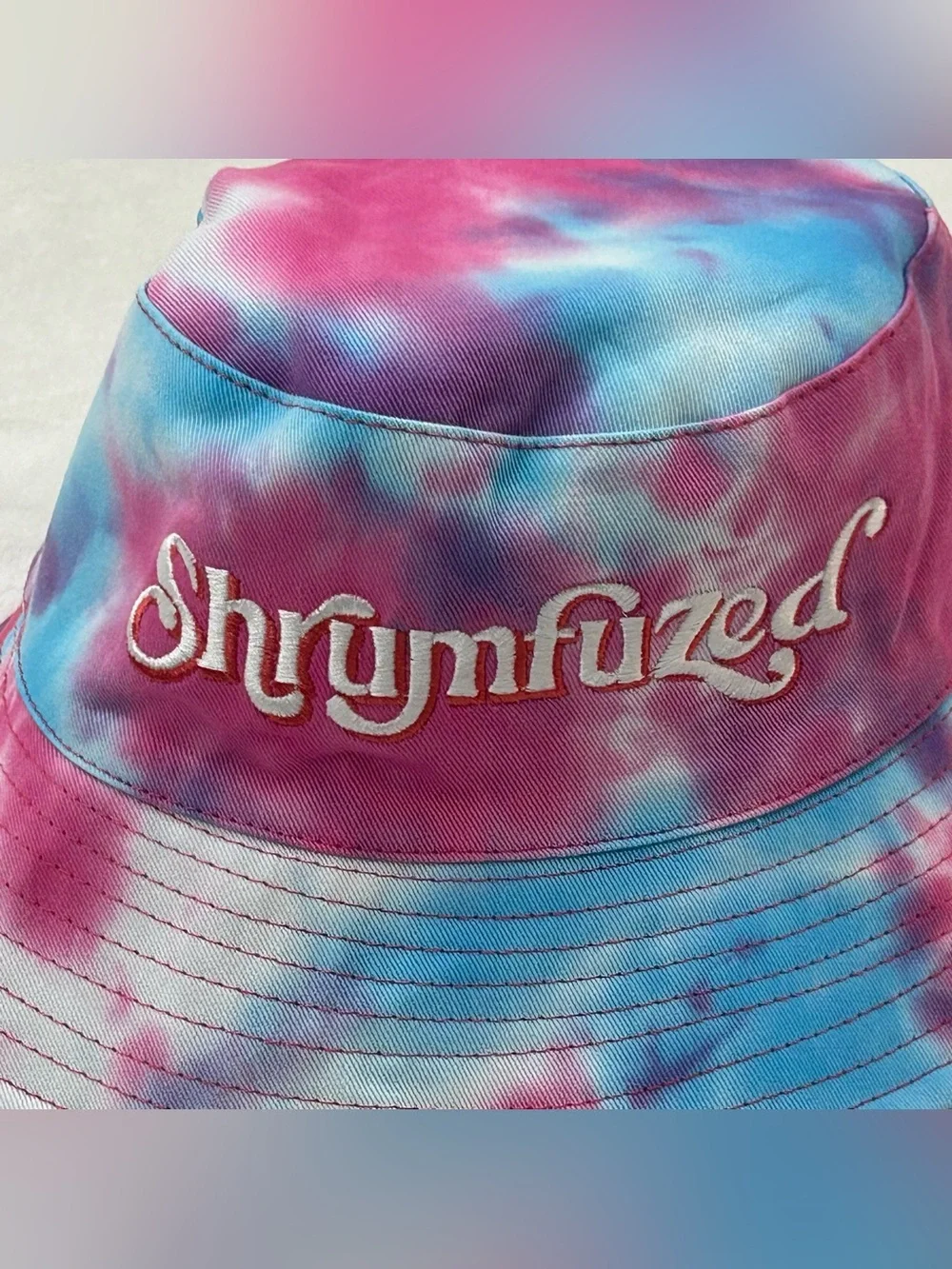 Shrumfuzed Tie Dye Embroidered Logo Reversible Green All Over Print Bucket Hat